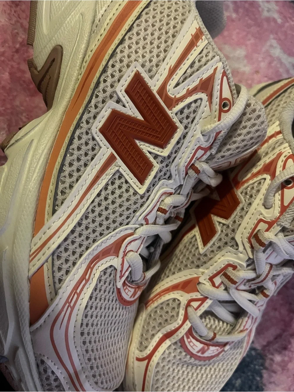New Balance Kids Sneakers in White and Rust